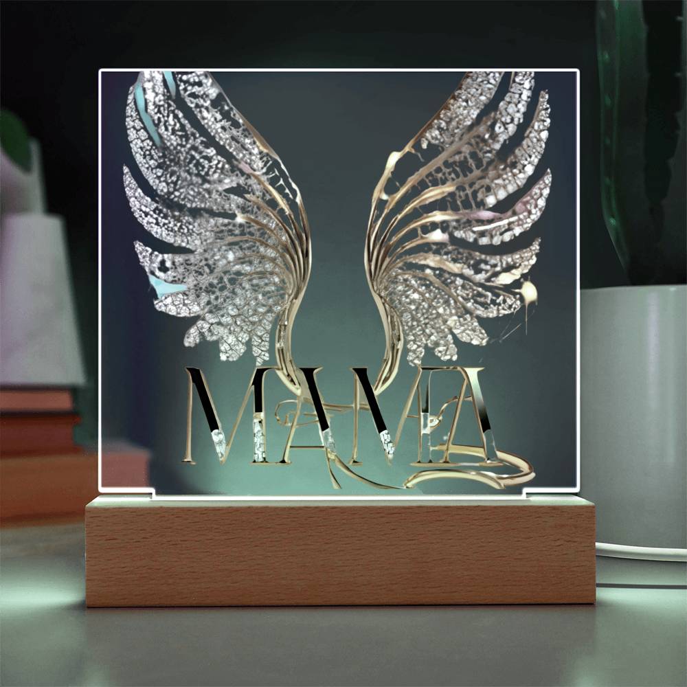 Mama Wings Acylic Plaque Square