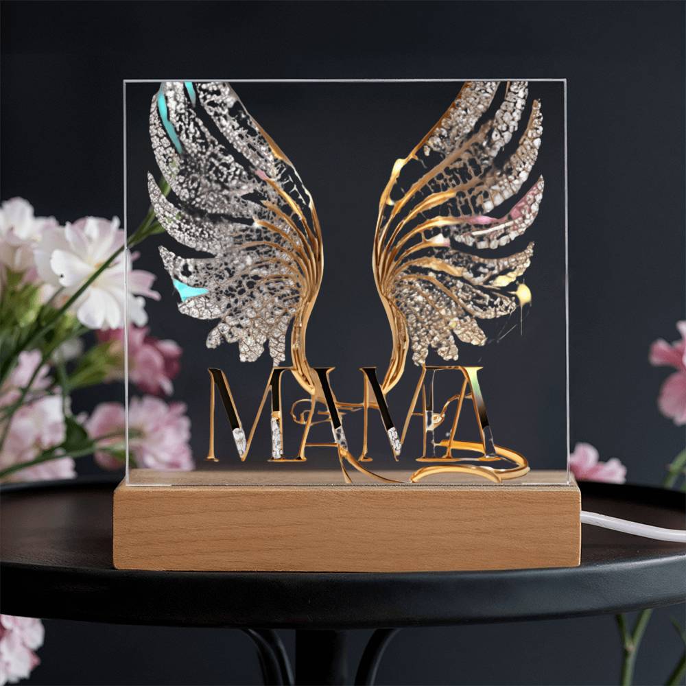 Mama Wings Acylic Plaque Square