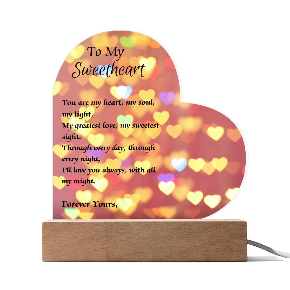 To My Sweetheart Acrylic Plaque