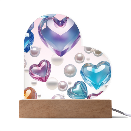 Hearts & Pearls Acrylic Heart Plaque