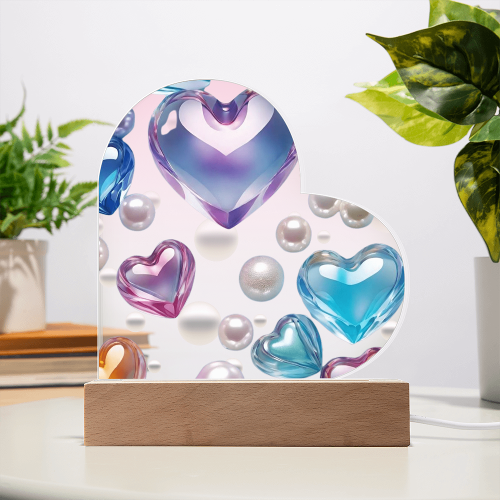 Hearts & Pearls Acrylic Heart Plaque