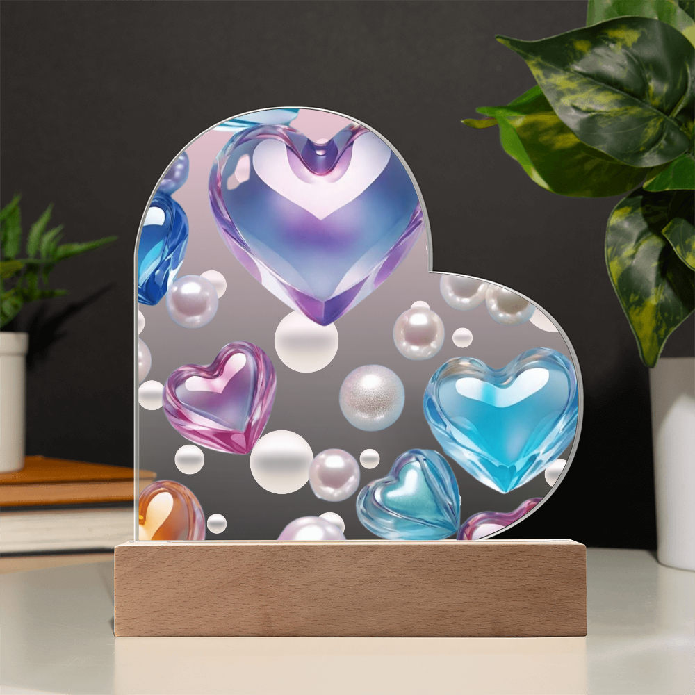 Hearts & Pearls Acrylic Heart Plaque