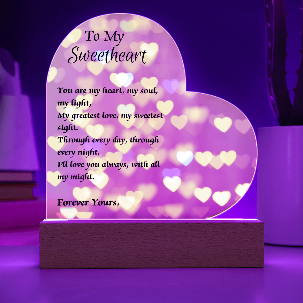 To My Sweetheart Acrylic Plaque