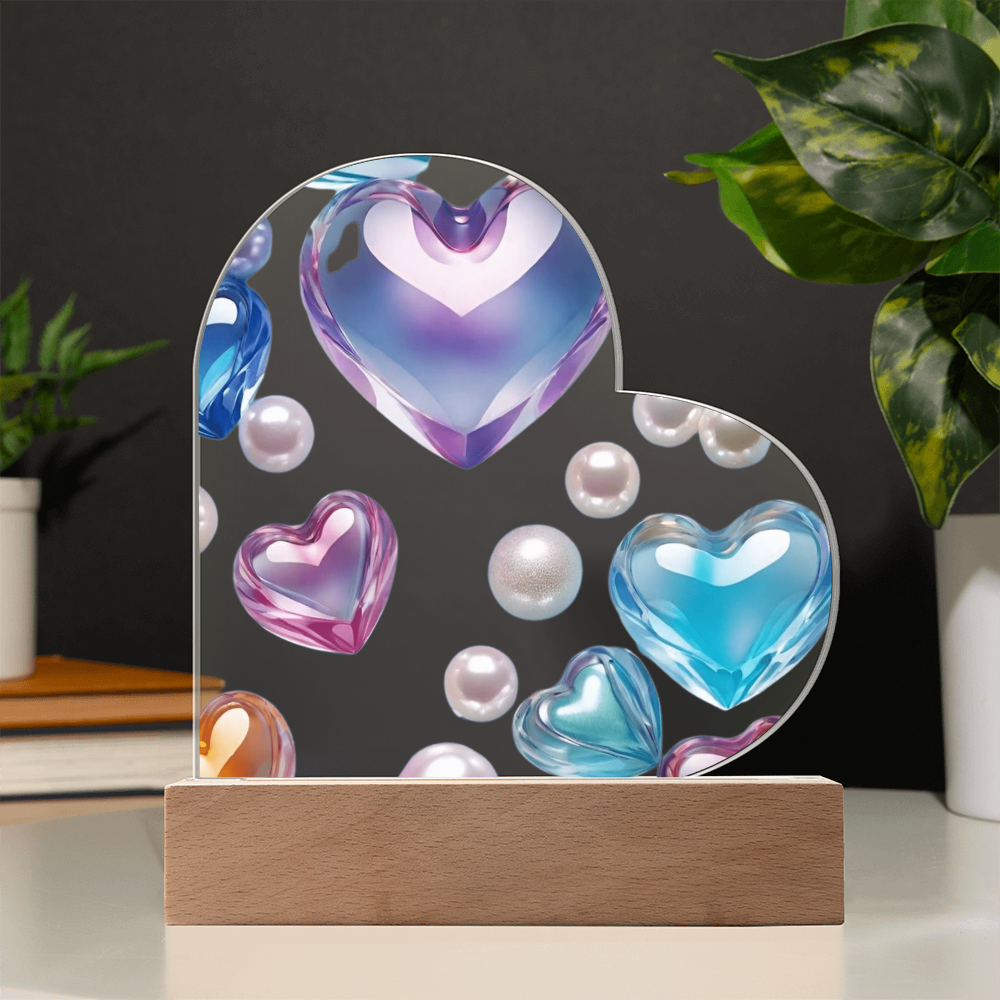 Hearts & Pearls Acrylic Heart Plaque