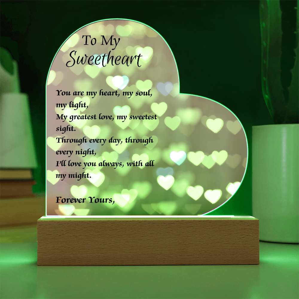 To My Sweetheart Acrylic Plaque