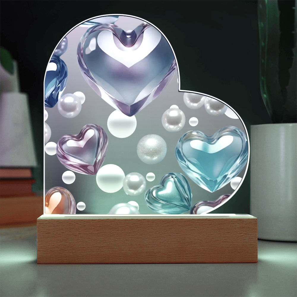 Hearts & Pearls Acrylic Heart Plaque