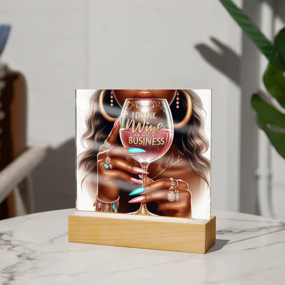 I Drink Wine Acrylic Square Plaque