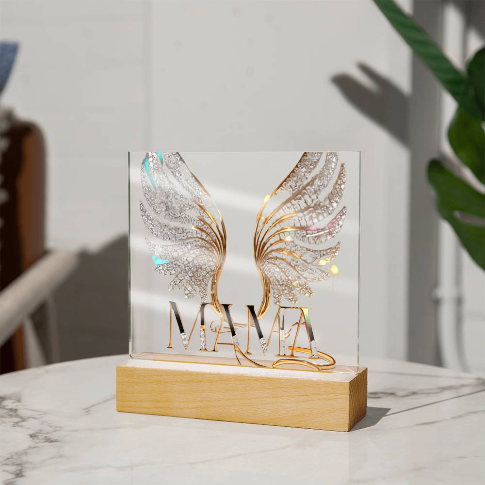 Mama Wings Acylic Plaque Square