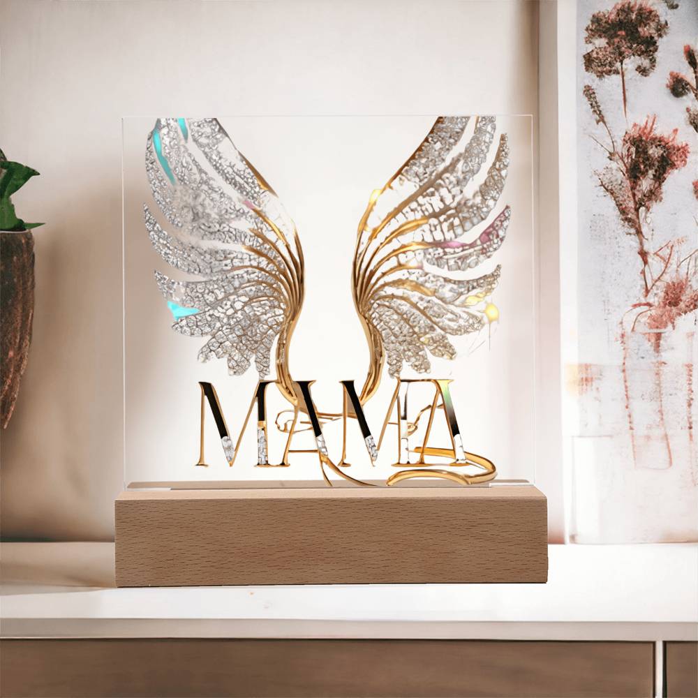 Mama Wings Acylic Plaque Square