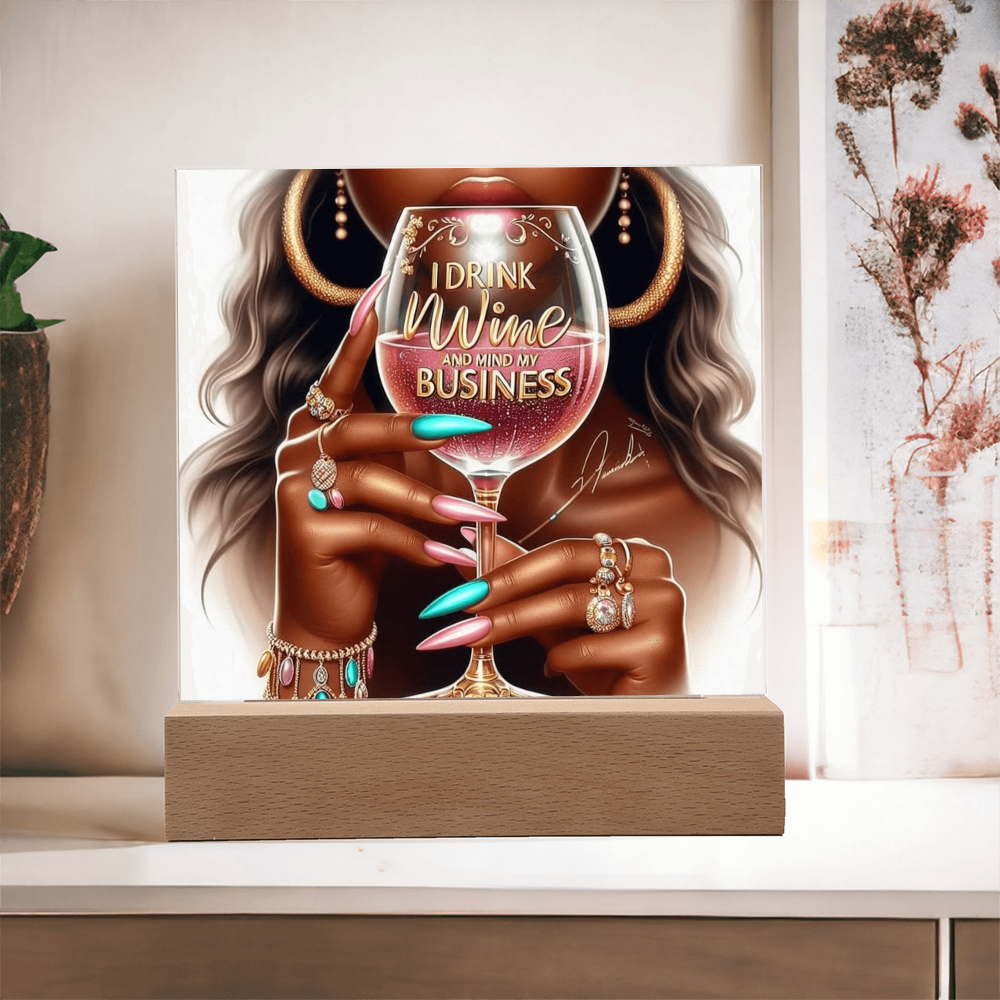 I Drink Wine Acrylic Square Plaque