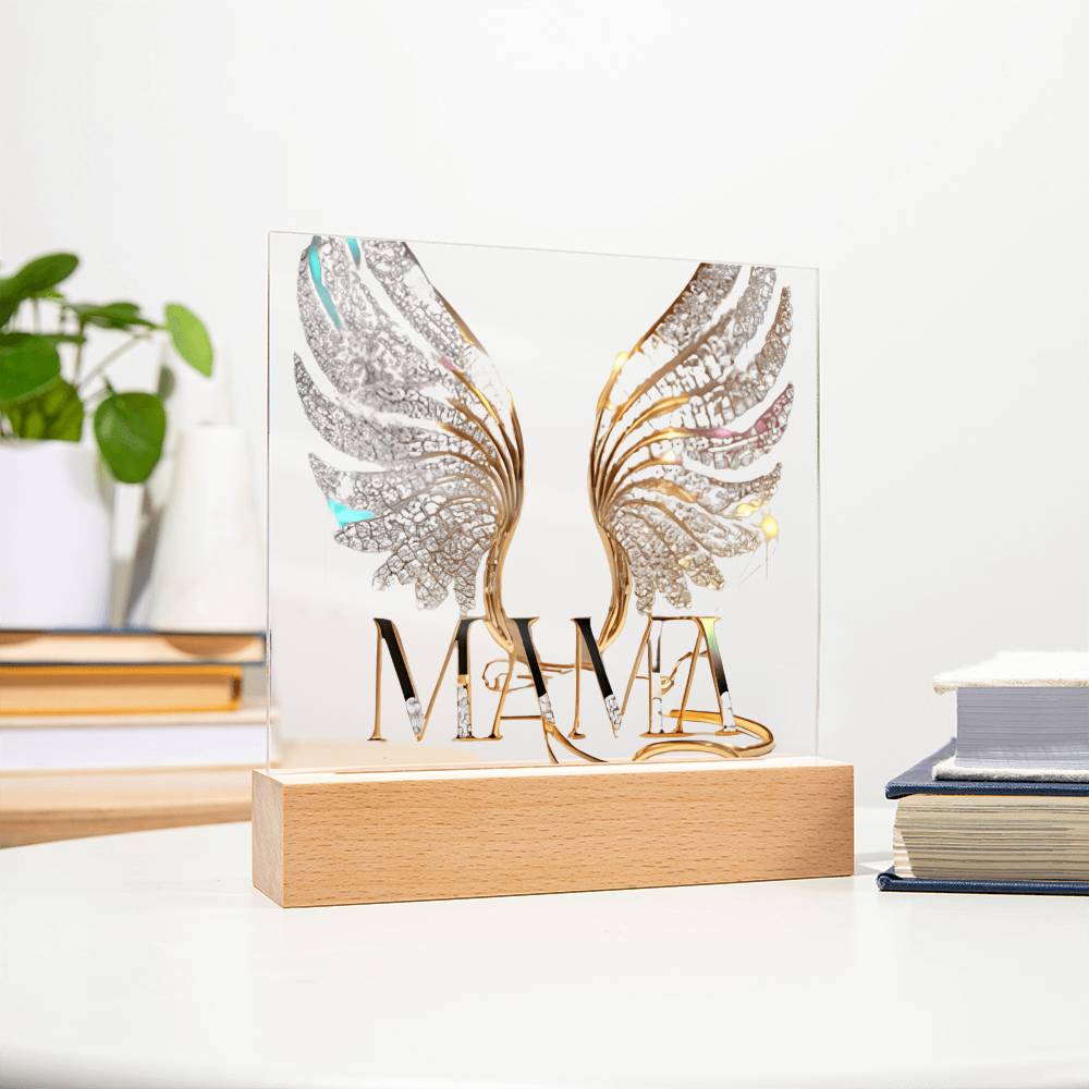 Mama Wings Acylic Plaque Square