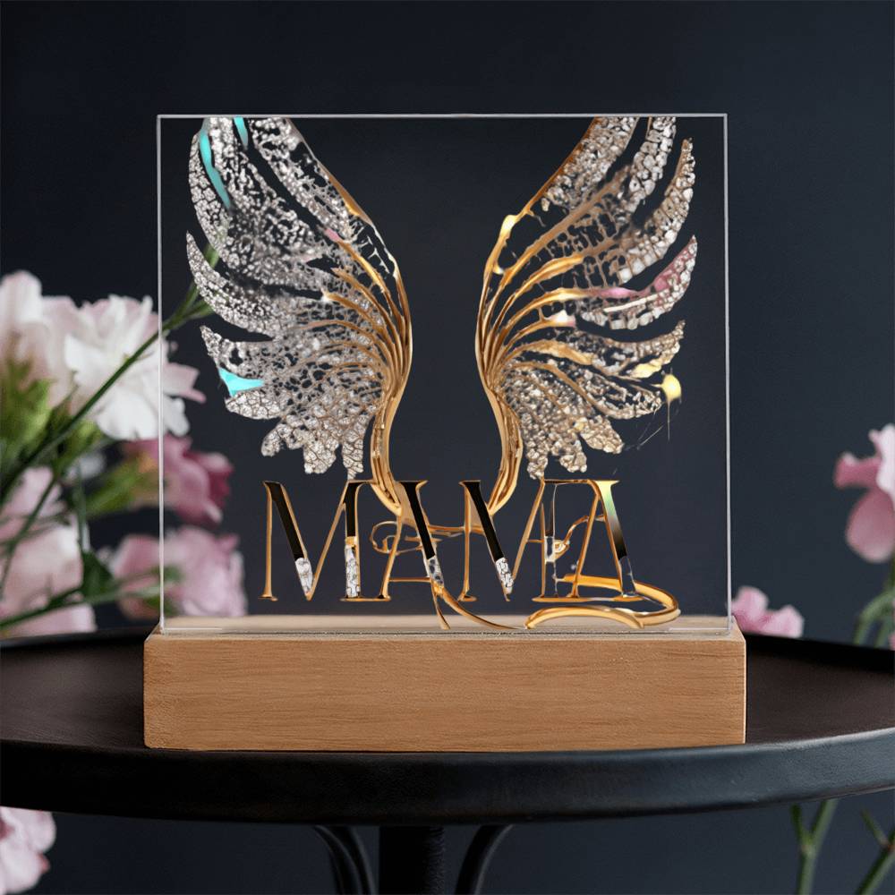 Mama Wings Acylic Plaque Square