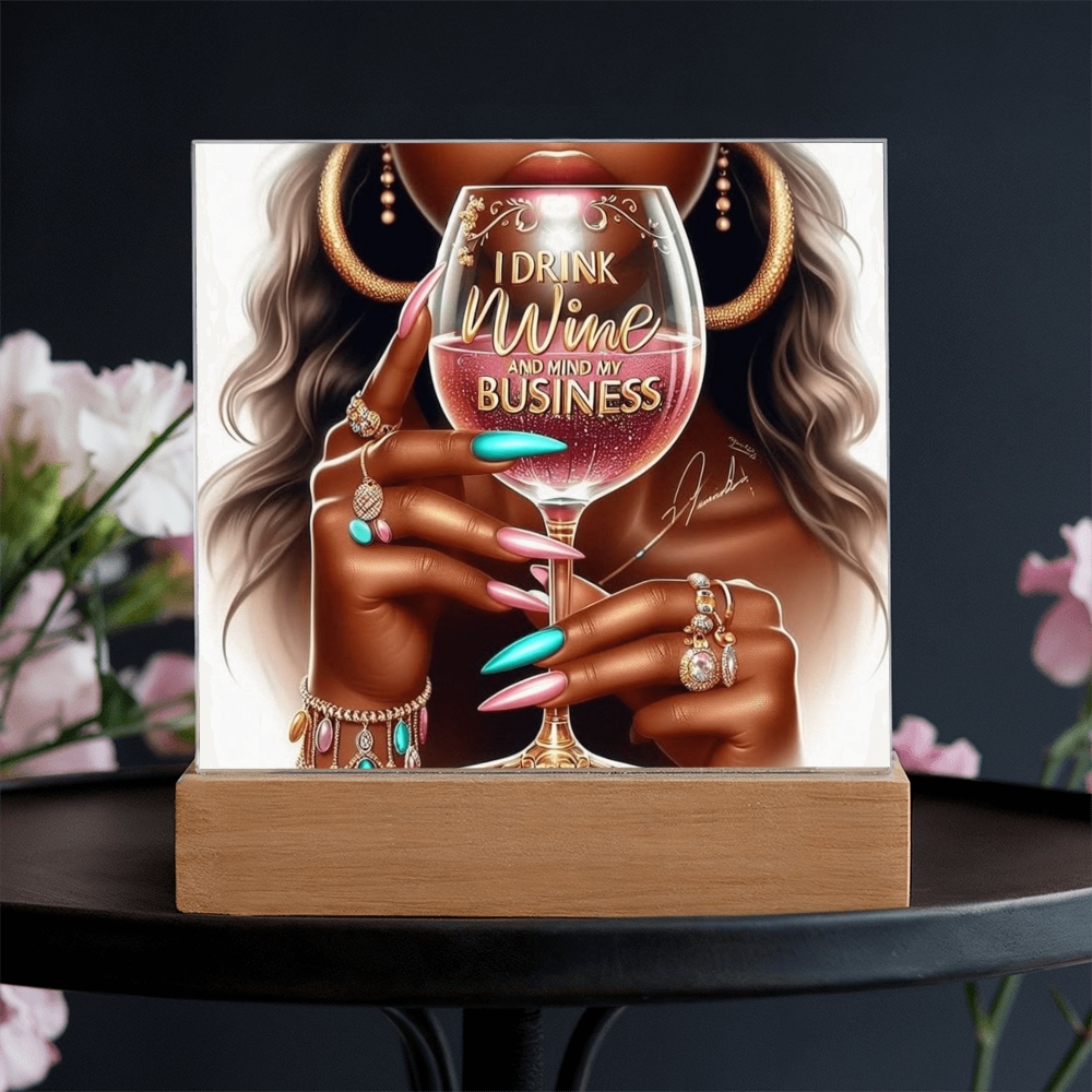 I Drink Wine Acrylic Square Plaque