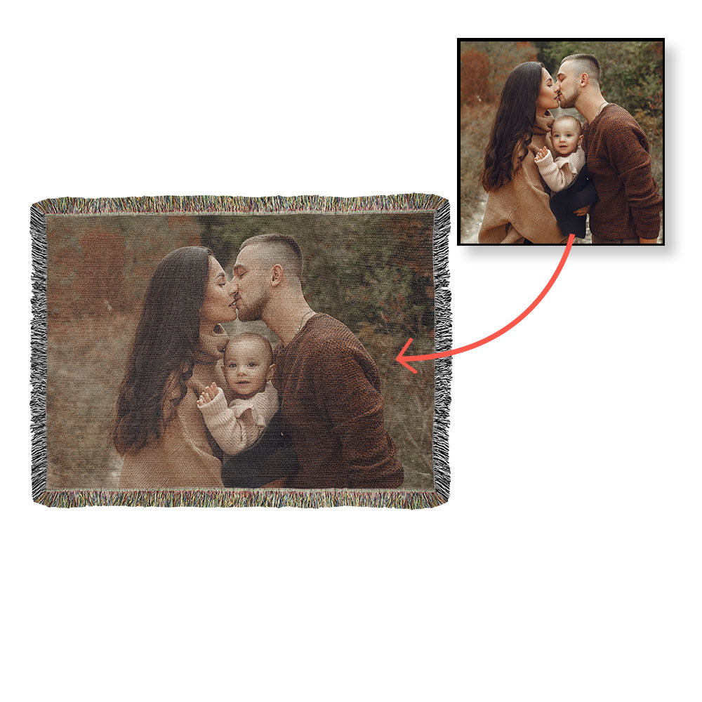 Personalized Photo Heirloom Woven Blanket (Landscape)