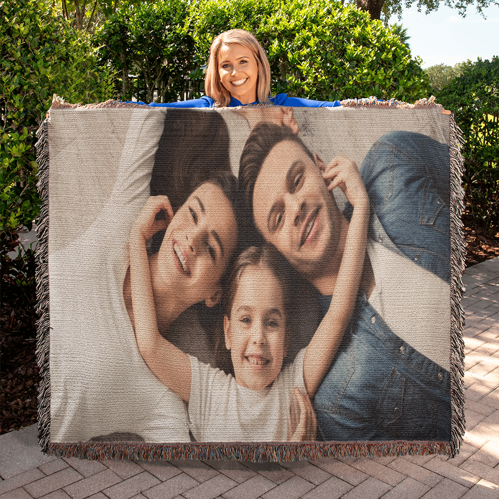 Personalized Photo Heirloom Woven Blanket (Landscape)