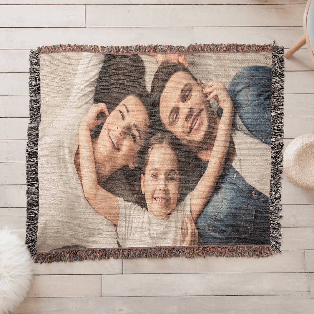 Personalized Photo Heirloom Woven Blanket (Landscape)