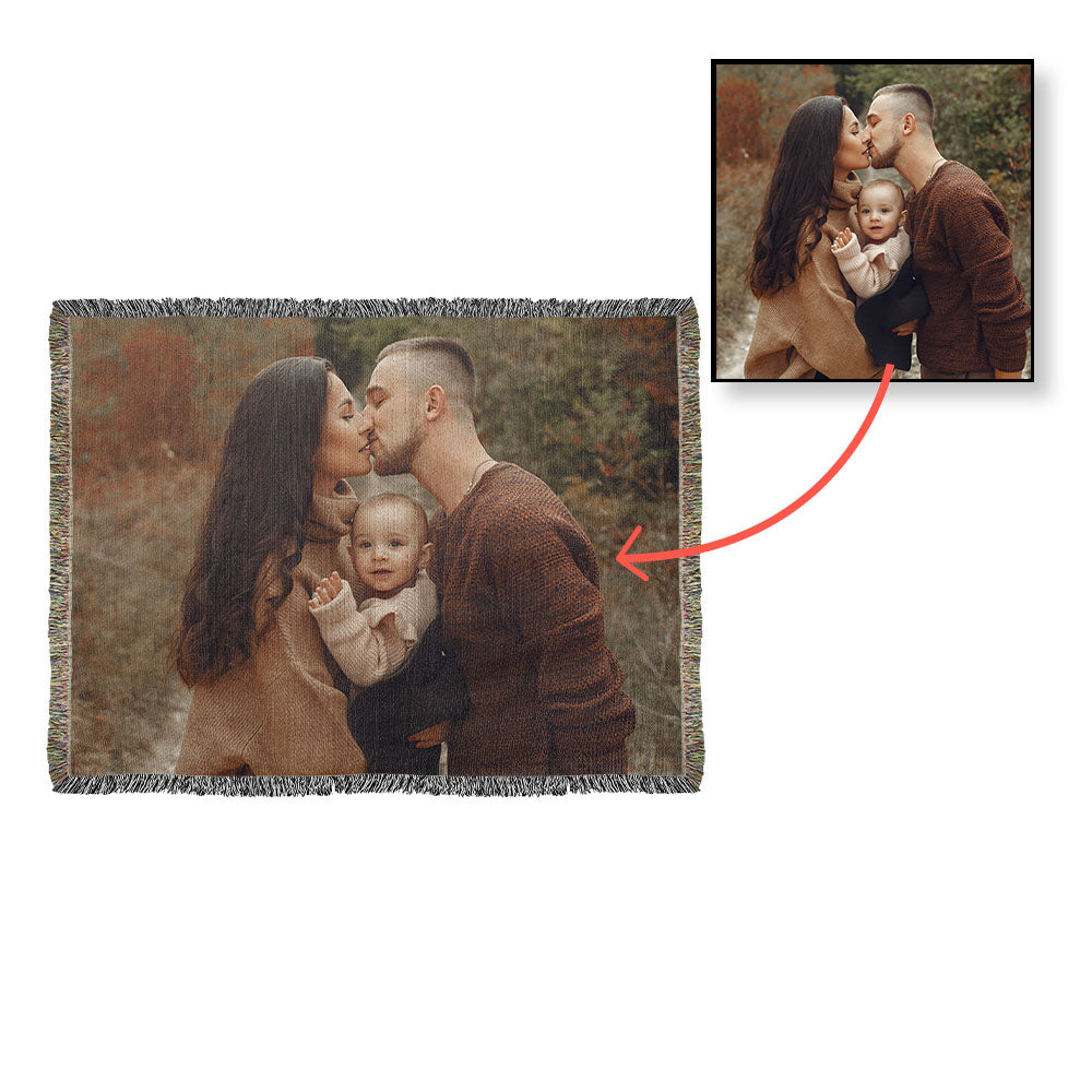 Personalized Photo Heirloom Woven Blanket (Landscape)